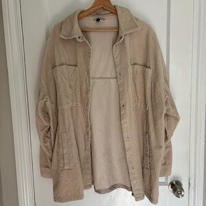 H&M cream/tan corduroy shacket with pockets size large